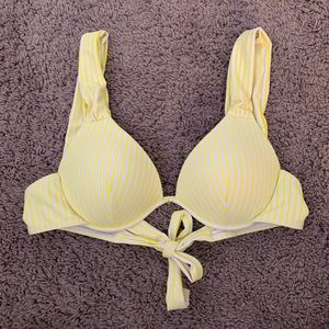 Yellow and White Stripes Bathing Suit Top